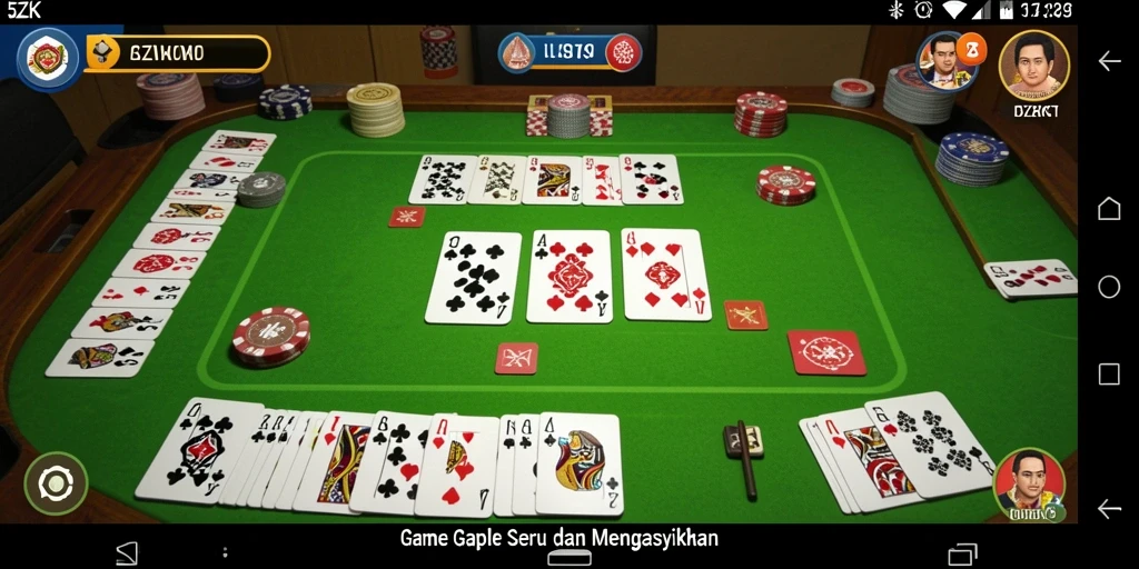 Screenshot gameplay Gaple 5ZK yang seru dan interaktif.