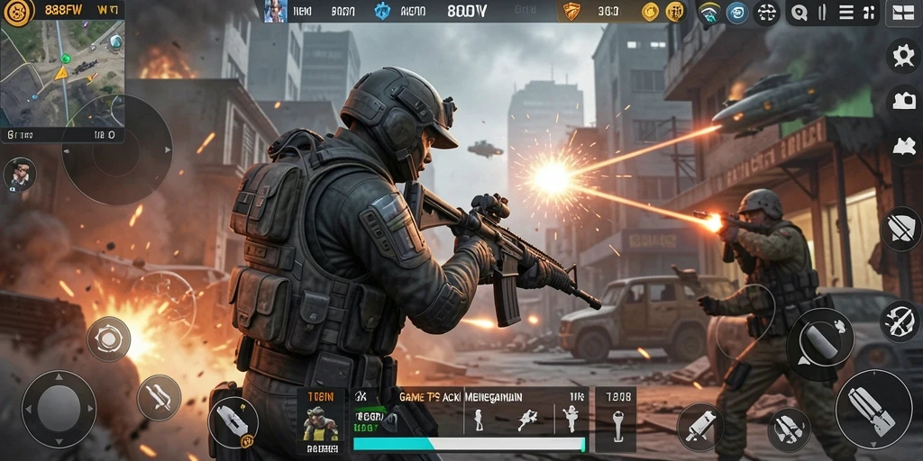 Tangkapan layar menunjukkan aksi mendebarkan dalam game TPS.