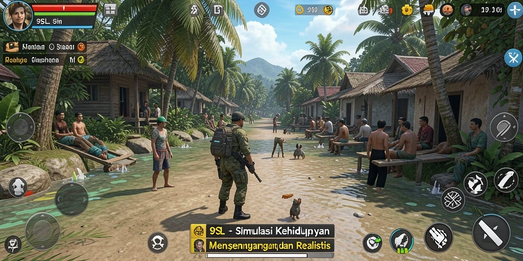 Tangkapan layar gameplay 9SL yang menampilkan karakter dan interaksi yang menarik.