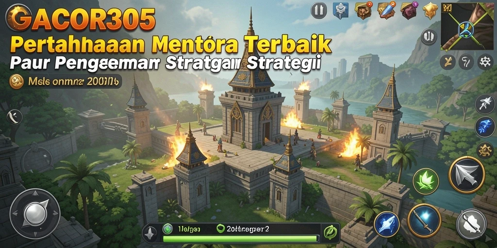 Tampilan gameplay menegangkan dan strategi menara di GACOR305.