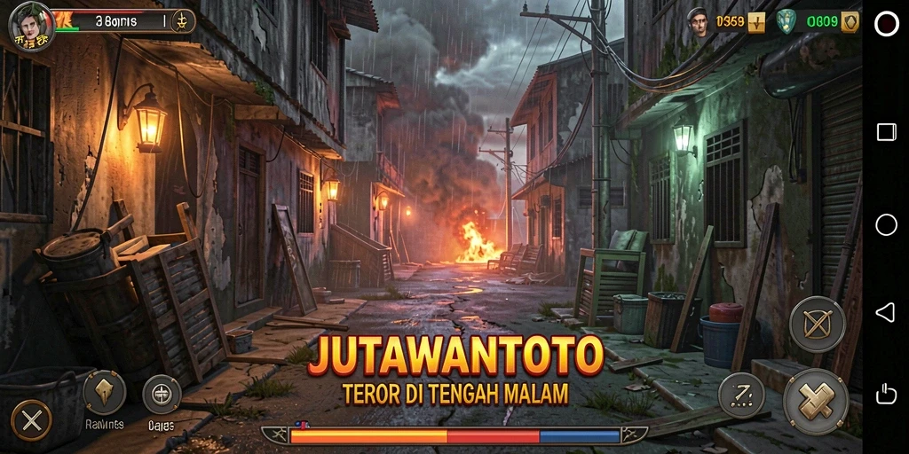 Screenshot gameplay JUTAWANTOTO menampilkan suasana horror yang menegangkan.
