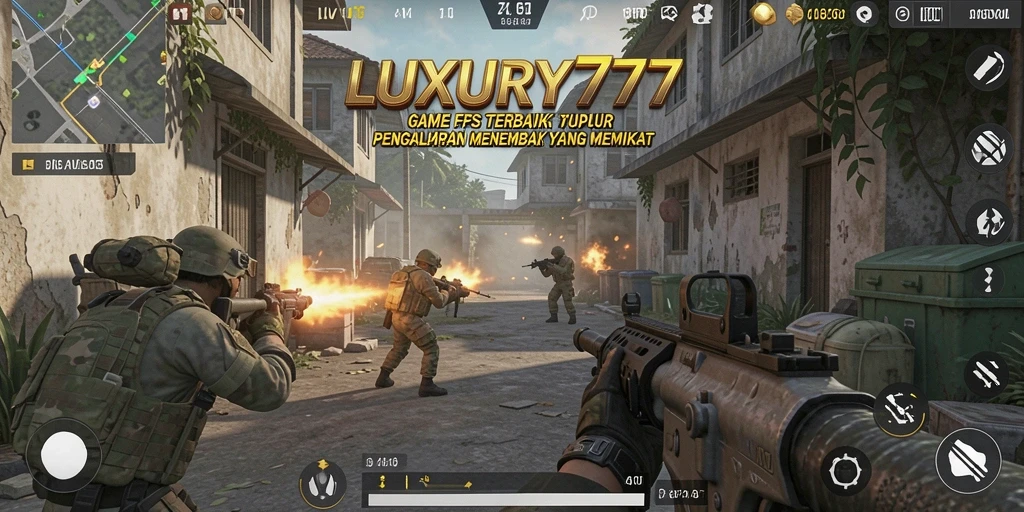 Tangkapan layar gameplay <strong>LUXURY777</strong> dengan aksi menembak yang mendebarkan.