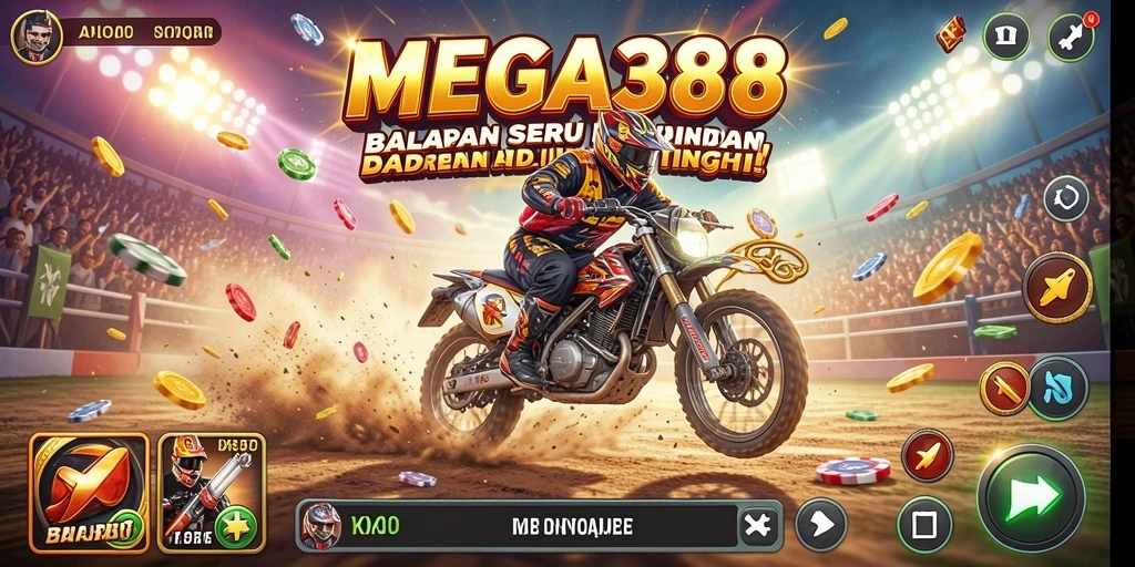 Tampilan seru dari gameplay balapan di MEGA388.