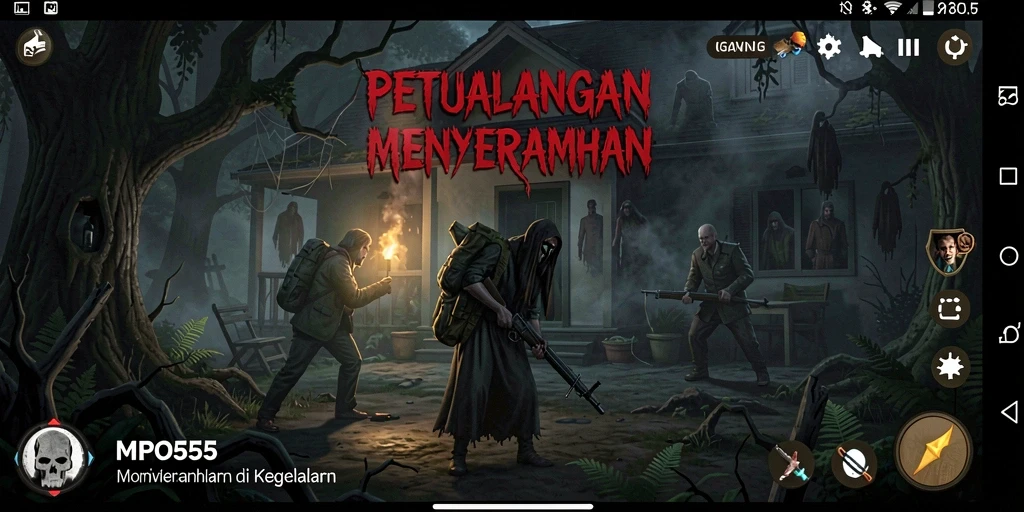 Tampilan menegangkan dalam gameplay MPO555 yang menciptakan suasana horor.