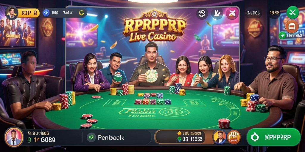 Tangkapan layar gameplay RPRPRP yang menunjukkan dealer aksi langsung.