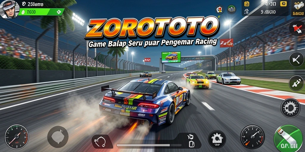 Gameplay ZOROTOTO dengan balapan penuh aksi dan adrenalin.
